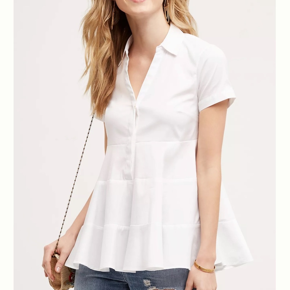 Elegant White Women's Peplum Top